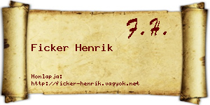 Ficker Henrik névjegykártya